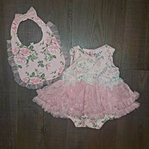 Babygirl Nicole Miller onsie tutu outfit with bib